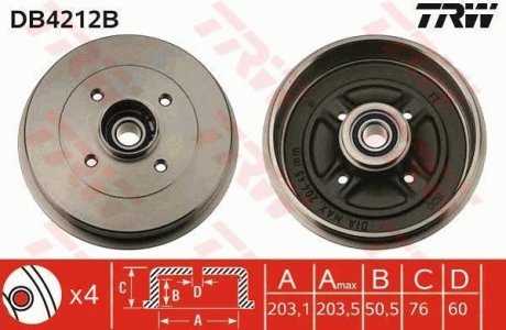 Гальмівний барабан TRW DB4212B