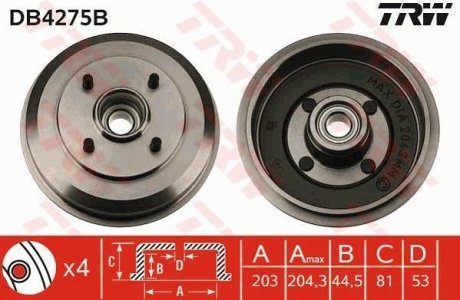 Гальмівний барабан TRW DB4275B