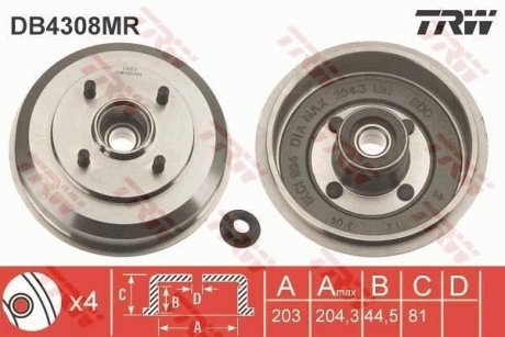 Bкben hamulcowy (LUCAS) TRW DB4308MR