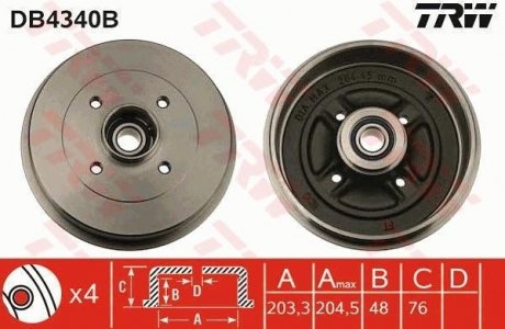 Гальмівний барабан TRW DB4340B