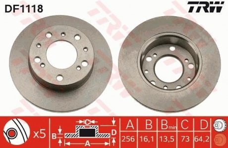 Диск тормозной TRW DF1118 (фото 1)