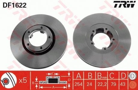 Диск тормозной (LUCAS) TRW DF1622