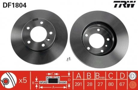 Диск тормозной TRW DF1804