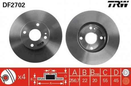 Диск тормозной TRW DF2702 (фото 1)