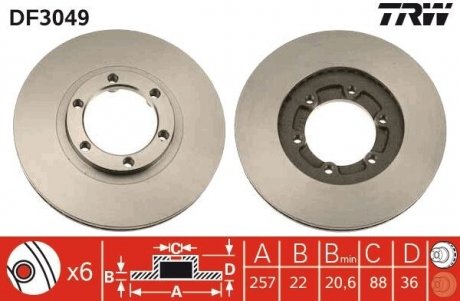 Диск тормозной TRW DF3049 (фото 1)