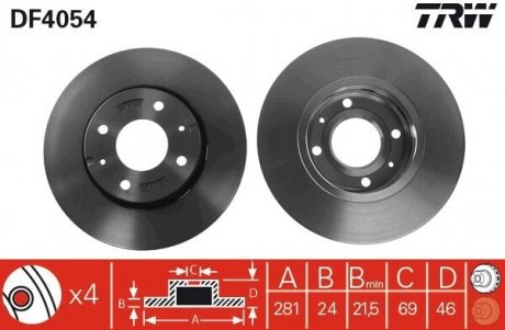 Диск гальмівний TRW DF4054