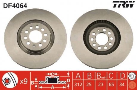 Диск гальмівний TRW DF4064