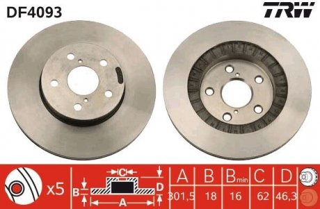 Диск тормозной TRW DF4093 (фото 1)