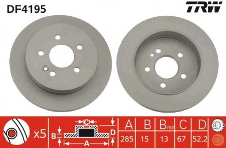 Диск тормозной TRW DF4195 (фото 1)