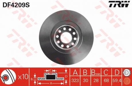 Диск тормозной TRW DF4209S