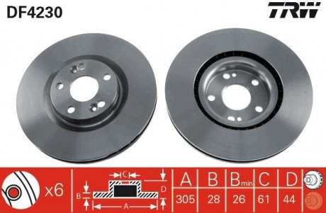 Диск тормозной TRW DF4230 (фото 1)