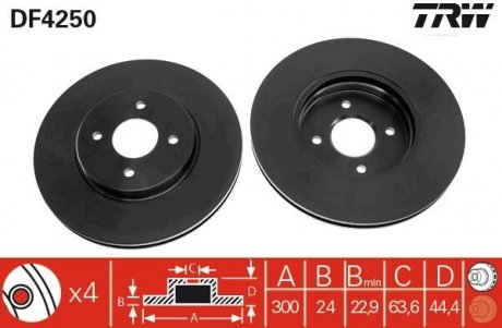 Диск тормозной TRW DF4250