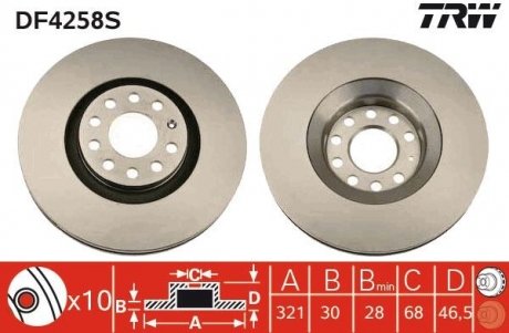 Диск гальмівний TRW DF4258S