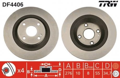 Диск гальмівний TRW DF4406