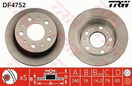 Диск тормозной TRW DF4752 (фото 1)