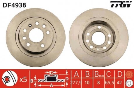 Диск тормозной TRW DF4938 (фото 1)