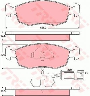 Тормозные колодки, дисковый тормоз (набор) TRW GDB301