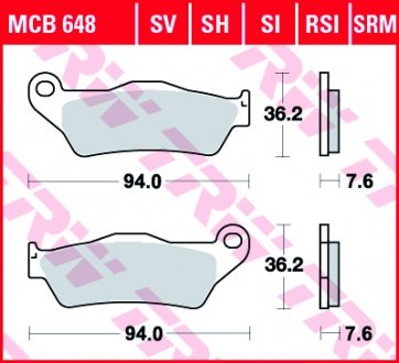 Тормозная колодка (диск) TRW MCB648RSI (фото 1)