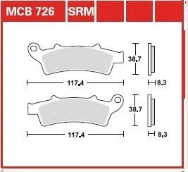Комплект тормозных колодок, дисковый механизм TRW MCB726SRM