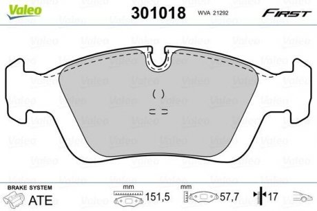 Тормозные колодки BMW P. E36/E46/E85 90- Valeo 301018 (фото 1)