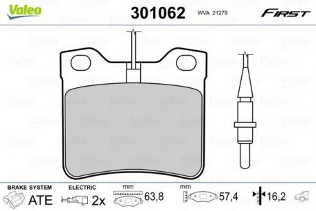 Тормозные колодки DB T. VITO 108-114 02/96- Valeo 301062