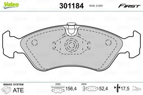 Тормозные колодки OPEL P. ASTRA/VECTRA 88-03 Valeo 301184