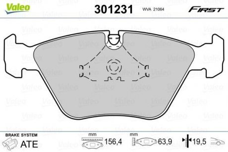 Тормозные колодки BMW P. E32/E34 89-97 Valeo 301231