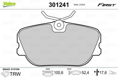 Тормозные колодки DB P. W201 82-93 Valeo 301241