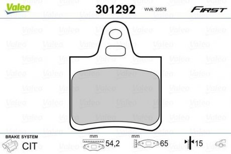 Тормозные колодки CITROEN T. XANTIA 1,6-2,9 03/93-01 Valeo 301292