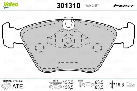 Тормозные колодки BMW P. E39 96-04 Valeo 301310