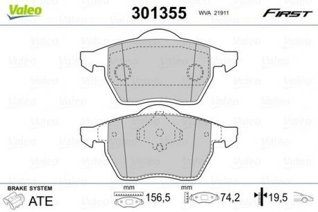 Тормозные колодки AUDI P. A4 95-01 Valeo 301355 (фото 1)