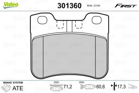 Тормозные колодки PEUGEOT P. 106 91- BEZ CZUJNIKA Valeo 301360