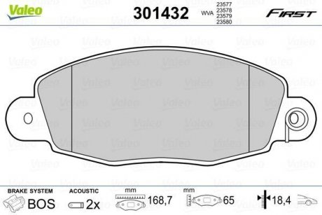 Колодки гальмівні FORD P. TRANSIT 00- Valeo 301432