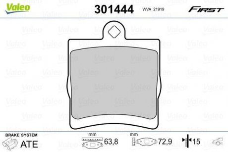 Тормозные колодки DB T. W203/W210/R170 96-07 Valeo 301444 (фото 1)