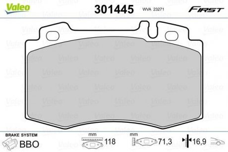 Тормозные колодки DB P. W163/W220 280-600 Valeo 301445