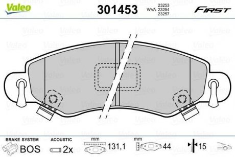 Тормозные колодки SUZUKI P. JUSTY/IGNIS/WAGON R+ 03- Valeo 301453 (фото 1)