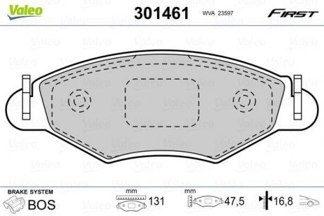 Тормозные колодки PEUGEOT P. 206/206+ 98- Valeo 301461 (фото 1)