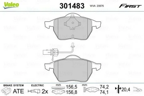 Тормозные колодки AUDI P. A4/A6 95-05 Valeo 301483