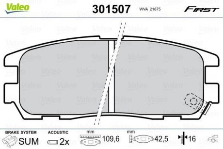 Тормозные колодки OPEL T. FRONTERA A/B 92- Valeo 301507 (фото 1)