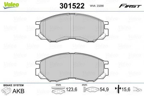 Тормозные колодки MITSUBISHI P. L200/L300/L400 96-07 Valeo 301522