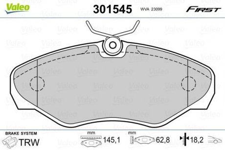 Тормозные колодки OPEL P. VIVARO 01- Valeo 301545 (фото 1)