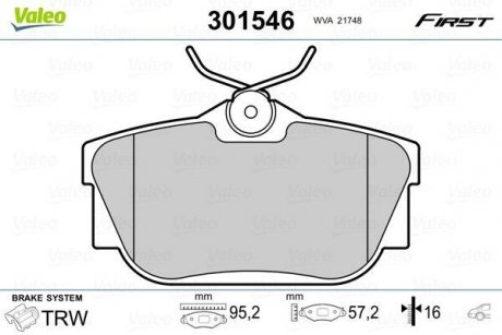 Тормозные колодки OPEL T. VIVARO 1,9-2,5 DTI 01- Valeo 301546