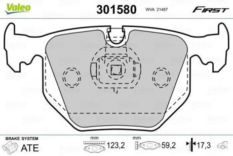 Тормозные колодки BMW T. E46/E38/E83 99- Valeo 301580