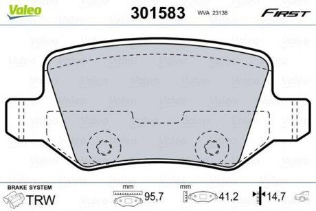 Тормозные колодки DB T. W168/W169/W245/VANEO 97-11 Valeo 301583