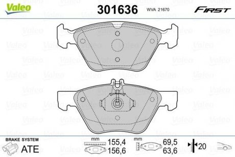 Тормозные колодки DB P. W210/W211 96-09 Valeo 301636 (фото 1)