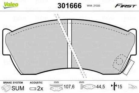 Тормозные колодки SUZUKI P. SWIFT/ALTO 89-02 Valeo 301666 (фото 1)