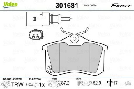 Тормозные колодки VW T. SHARAN 95-10 Valeo 301681 (фото 1)