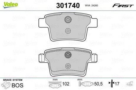 Тормозные колодки FORD T. MONDEO 00-07 Valeo 301740