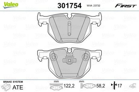 Тормозные колодки BMW T. E60/61 03- Valeo 301754