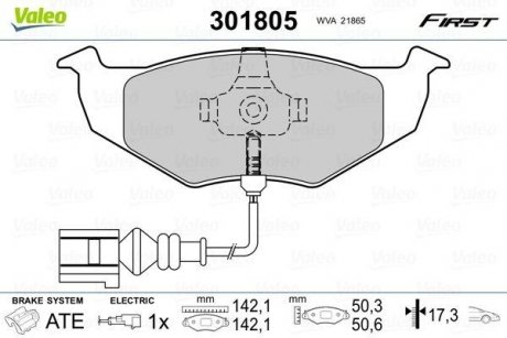 Тормозные колодки SKODA P. FABIA 06- Valeo 301805